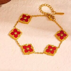 Four clover gold red bracelet
